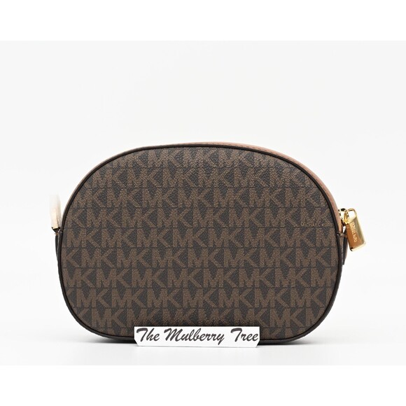 MICHAEL KORS JET SET GLAM Small Front Pocket Oval Crossbody Logo Canvas NWT $398 - Picture 5 of 14